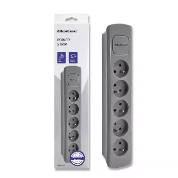 Power Extension Qoltec 50275 1.8m 5 AC zásuviek interiérová sivá
