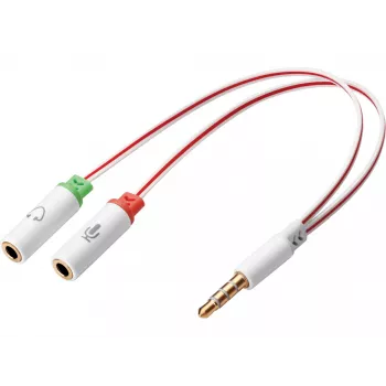 Sandberg adaptér pre headset Dual-Einfach, 3,5-mm-TRS, konektor samec, konektor samica, biely
