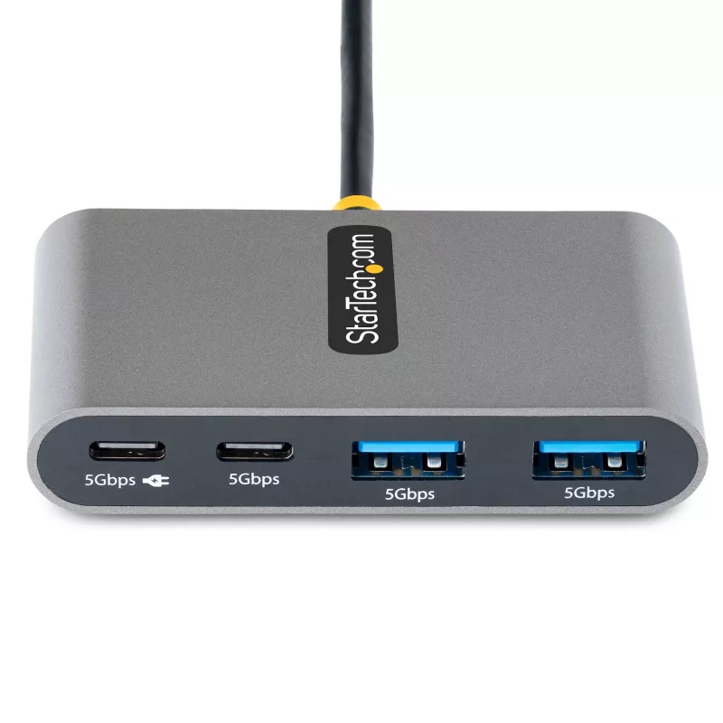 StarTech.com 4-portový USB-C hub so 100W Power Delivery Pass-Through – 2x USB-A + 2x USB-C – USB 3.0 5Gbps – 1ft (30cm) dlhý kábel – prenosný USB Type-C na USB-A/C hub