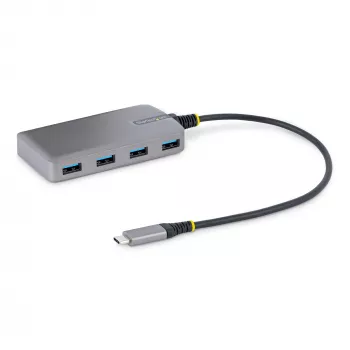 StarTech.com 4-portový USB-C hub - 5Gbit/s - napájaný zbernicou - USB-C na 4x USB-A hub s voliteľným pomocným napájaním - prenosný desktop/laptop USB hub - 30 cm kábel - USB rozširujúci hub