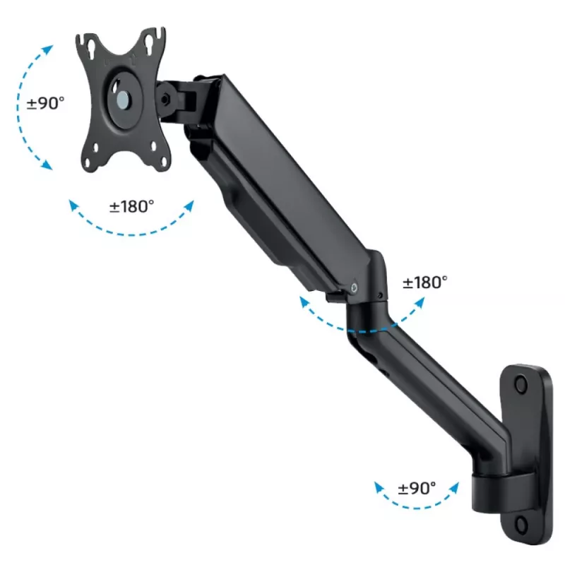 Techly ICA-LCD G112E otočný nástenný držiak s plynovou pružinou, pre 1 displej 17-32 palcov (43-81,3 cm), 9 kg