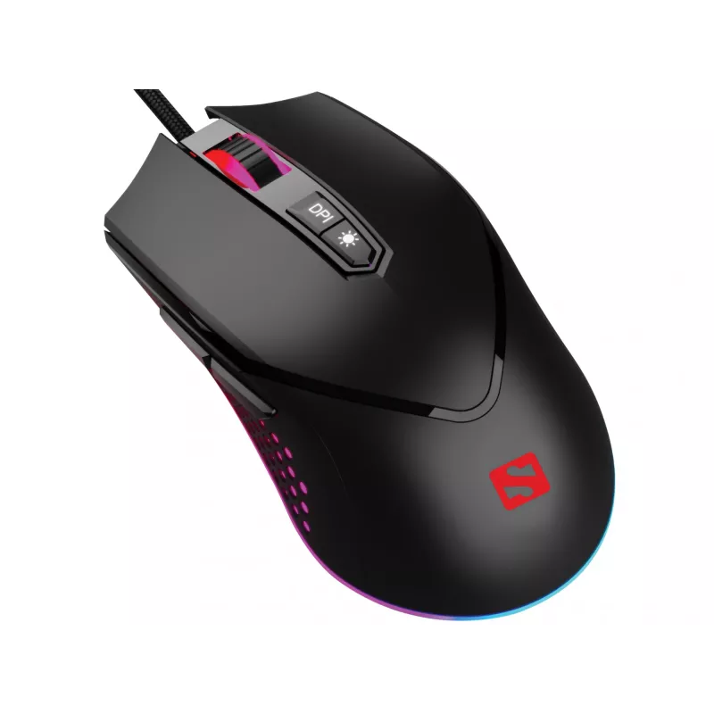 Sandberg Azazinator myš 6400, pravácka, USB Type-A, 6400 DPI, čierna