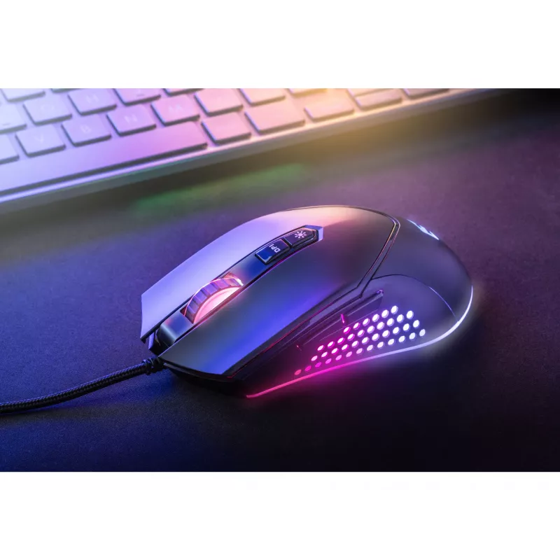 Sandberg Azazinator myš 6400, pravácka, USB Type-A, 6400 DPI, čierna