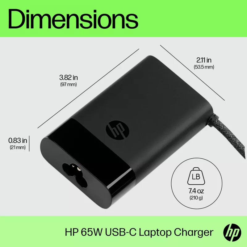 HP USB-C 65W nabíjačka na notebook, notebook, interiér, 90 V, 47 - 63 Hz, 65 W, 5 - 20 V