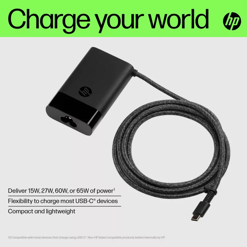 HP USB-C 65W nabíjačka na notebook, notebook, interiér, 90 V, 47 - 63 Hz, 65 W, 5 - 20 V