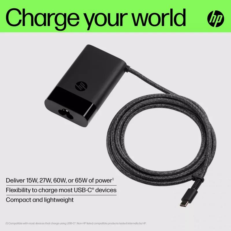 HP USB-C 65W nabíjačka na notebook, notebook, interiér, 90 V, 47 - 63 Hz, 65 W, 5 - 20 V