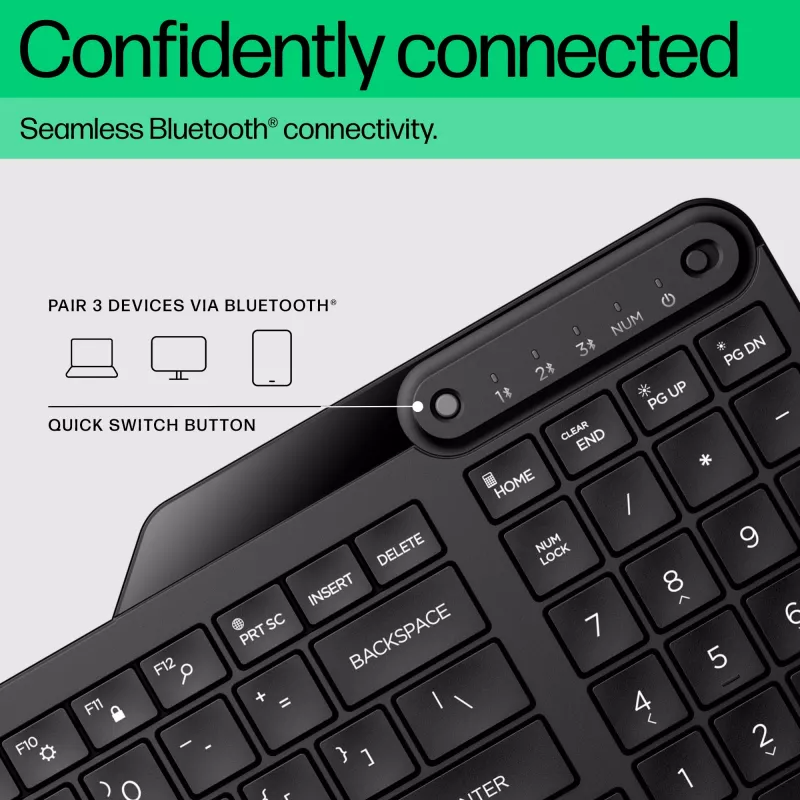 HP 460 multi-device Bluetooth klávesnica, full-size (100%), bezdrôtová, Bluetooth, mechanická, čierna