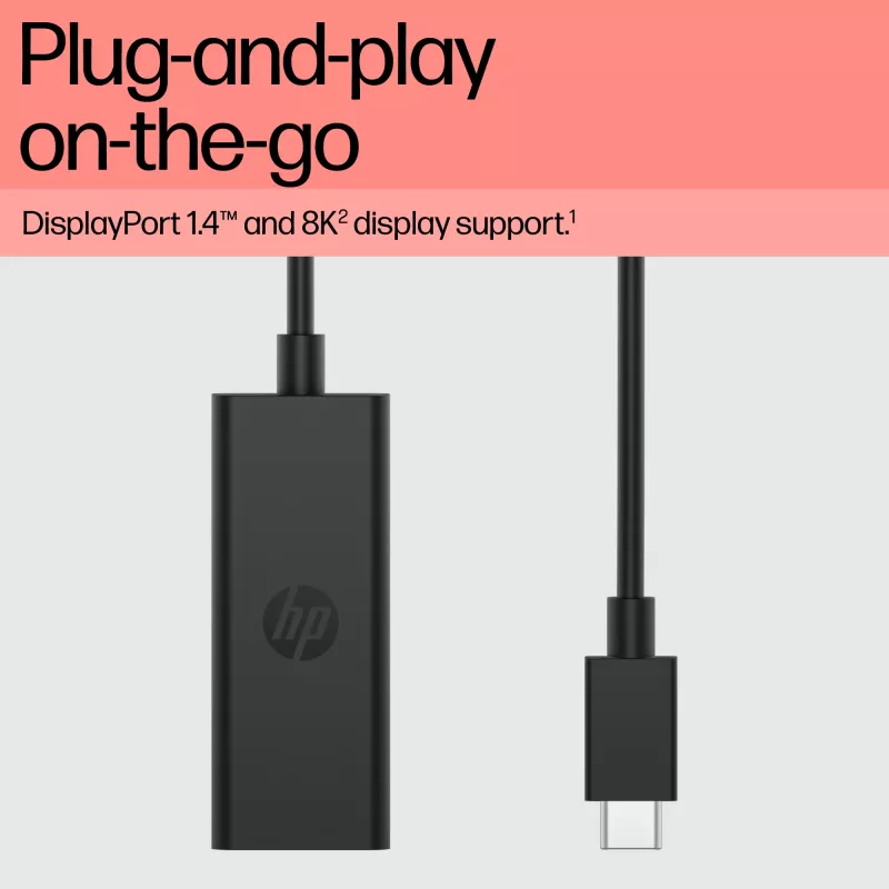 HP 8Y8Y1AA adaptér z USB-C na DisplayPort G2, 8K (7680 x 4320), čierny