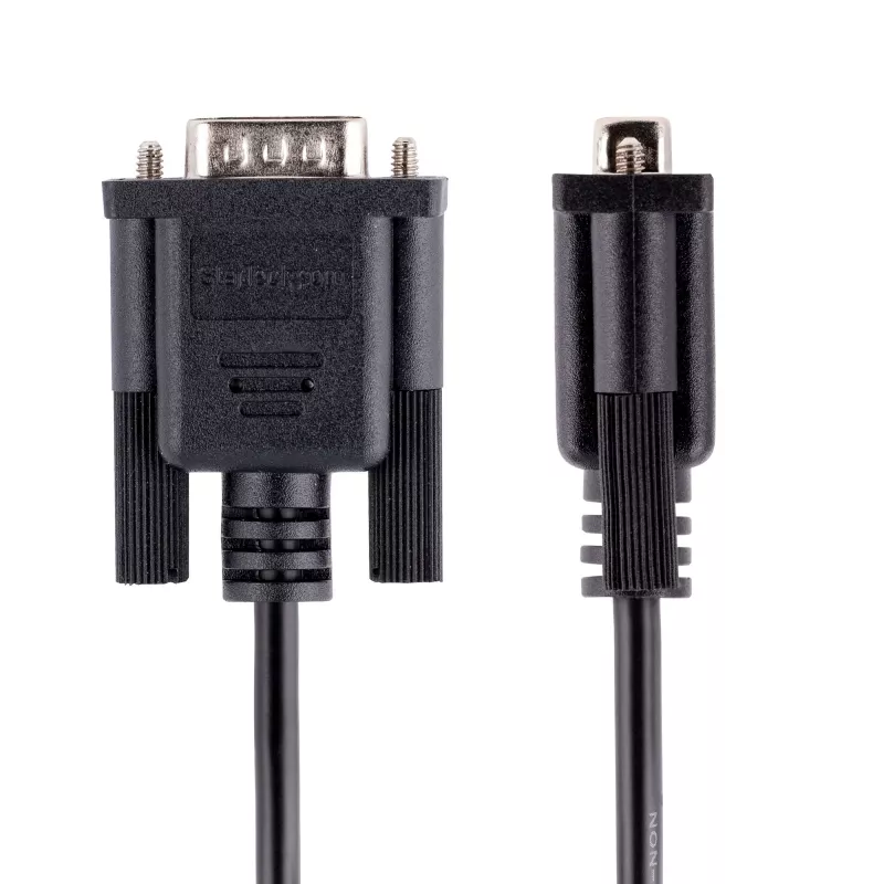 StarTech.com 3m RS232 sériový nulový modemový kábel, crossover sériový kábel s Al-Mylar tienením, DB9 sériový COM port kábel samica na samca, kompatibilný so zariadeniami DTE, čierny, F/M