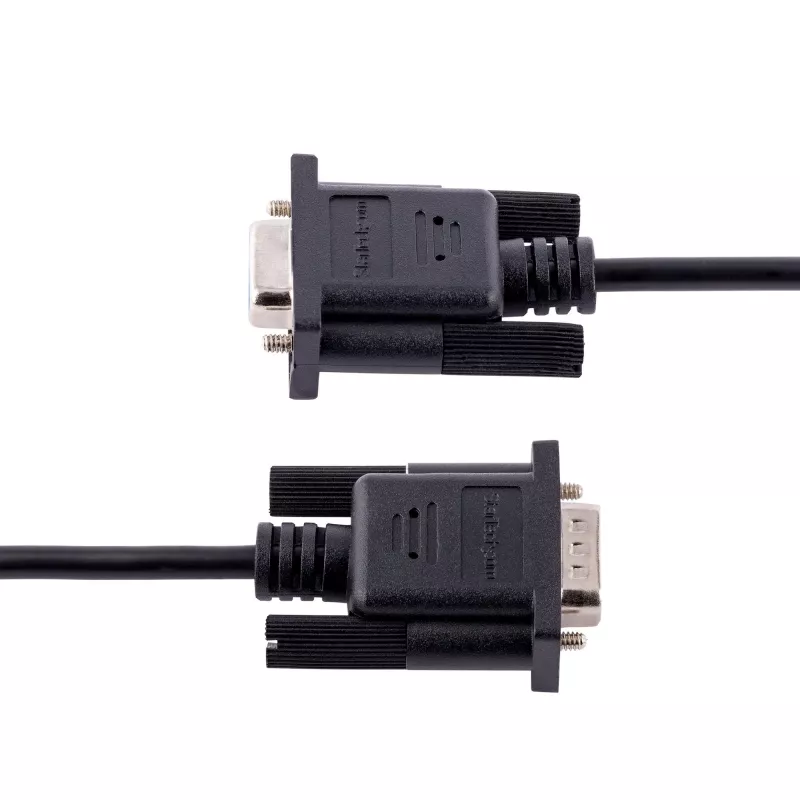 StarTech.com 3m RS232 sériový nulový modemový kábel, crossover sériový kábel s Al-Mylar tienením, DB9 sériový COM port kábel samica na samca, kompatibilný so zariadeniami DTE, čierny, F/M