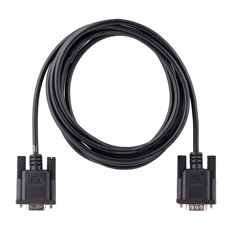 StarTech.com 3m RS232 sériový nulový modemový kábel, crossover sériový kábel s Al-Mylar tienením, DB9 sériový COM port kábel samica na samca, kompatibilný so zariadeniami DTE, čierny, F/M