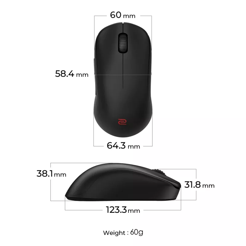 ZOWIE U2-DW myš herná pravácka RF Wireless 3200 DPI