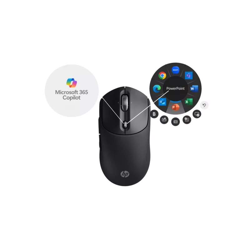 HP 700 nabíjateľná bezdrôtová myš, obojručná, RF Wireless + Bluetooth, 6000 DPI, čierna
