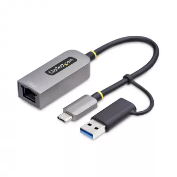 StarTech.com USB-C na Ethernet adaptér s USB-A dongle, 10/100/1000 Mbit/s, USB 3.0 na Gigabit Ethernet sieťový adaptér, 15 cm pevný kábel, USB GbE adaptér