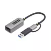 StarTech.com USB-C na Ethernet adaptér s USB-A dongle, 10/100/1000 Mbit/s, USB 3.0 na Gigabit Ethernet sieťový adaptér, 15 cm pevný kábel, USB GbE adaptér