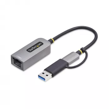 StarTech.com USB-C na Ethernet adaptér s USB-A dongle, 10/100/1000 Mbit/s, USB 3.0 na Gigabit Ethernet sieťový adaptér, 15 cm pevný kábel, USB GbE adaptér