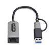 StarTech.com USB-C na Ethernet adaptér s USB-A dongle, 10/100/1000 Mbit/s, USB 3.0 na Gigabit Ethernet sieťový adaptér, 15 cm pevný kábel, USB GbE adaptér