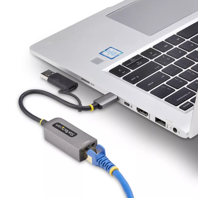 StarTech.com USB-C na Ethernet adaptér s USB-A dongle, 10/100/1000 Mbit/s, USB 3.0 na Gigabit Ethernet sieťový adaptér, 15 cm pevný kábel, USB GbE adaptér
