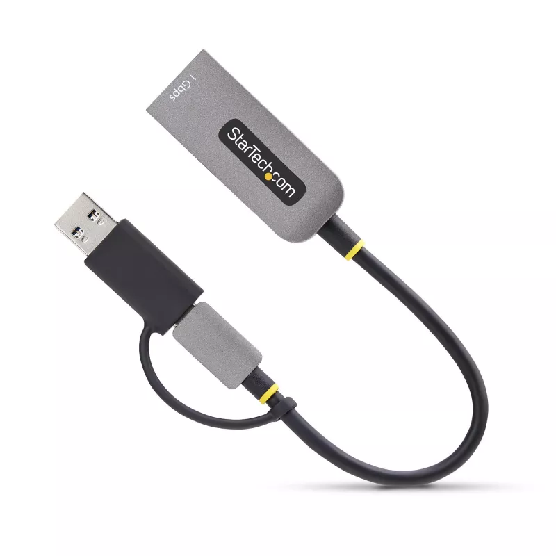 StarTech.com USB-C na Ethernet adaptér s USB-A dongle, 10/100/1000 Mbit/s, USB 3.0 na Gigabit Ethernet sieťový adaptér, 15 cm pevný kábel, USB GbE adaptér