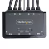 StarTech.com 2-portový KVM switch s DisplayPort káblom pre dva monitory, 4K 60Hz, kompaktný KVM switch s integrovanými 1,5 m USB-A/DisplayPort/audio káblami, napájaný zbernicou – prepínanie diaľkovým tlačidlom/hotkeymi