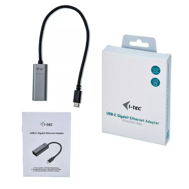 i-tec Metal USB-C Gigabit Ethernet adaptér, káblový, USB Type-C, Ethernet, 1000 Mbit/s, sivý