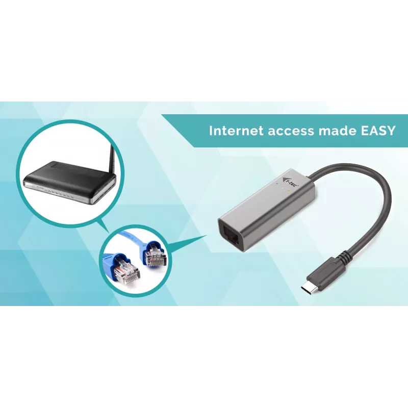 i-tec Metal USB-C Gigabit Ethernet adaptér, káblový, USB Type-C, Ethernet, 1000 Mbit/s, sivý