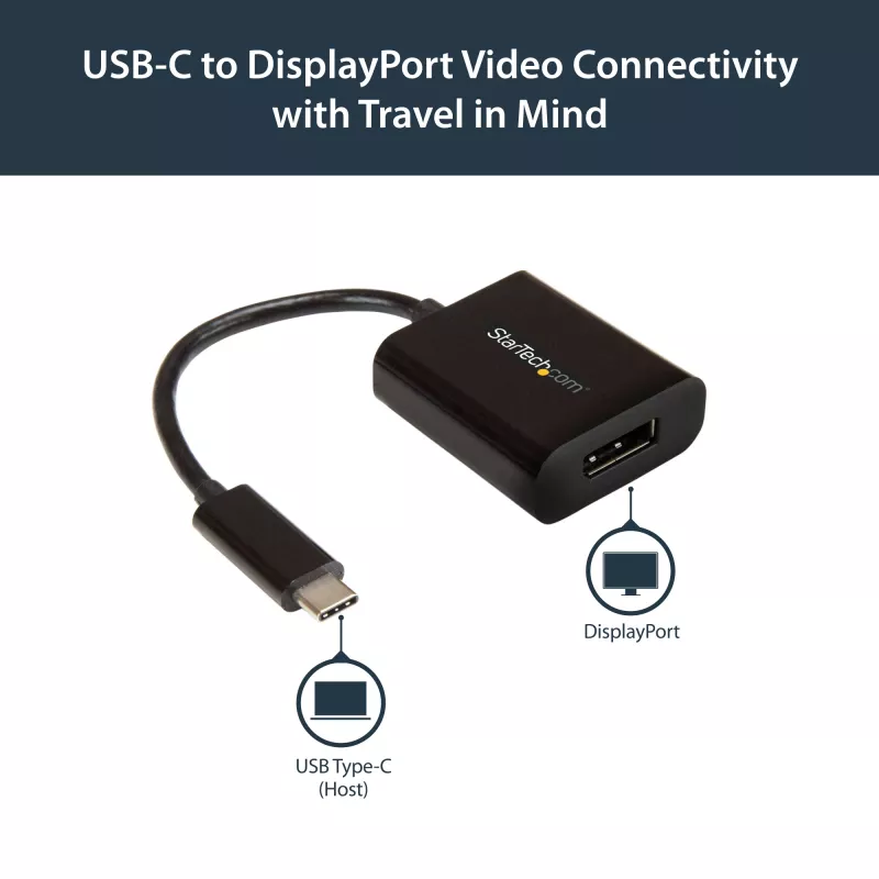 StarTech.com USB-C na DisplayPort adaptér - 4K 60Hz/8K 30Hz - USB Type-C na DP 1.4 HBR2 adaptér dongle - kompaktný USB-C (DP Alt Mode) monitor video konvertor - Thunderbolt 3 kompatibilný