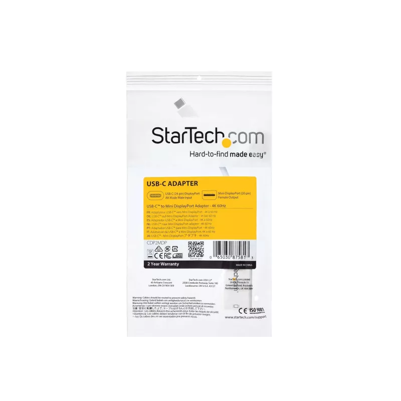 StarTech.com USB-C na Mini DisplayPort adaptér – 4K 60 Hz – biely – USB 3.1 Type-C na Mini DP adaptér – aktualizovaná verzia je CDP2MDPEC