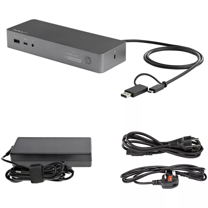 StarTech.com Univerzálna dokovacia stanica pre notebook, Hybrid USB-C & USB-A dok, Dual 4K DP & HDMI, 100W PD, Mac / Windows / Chrome OS, 4x USB 5Gbps hub, GbE