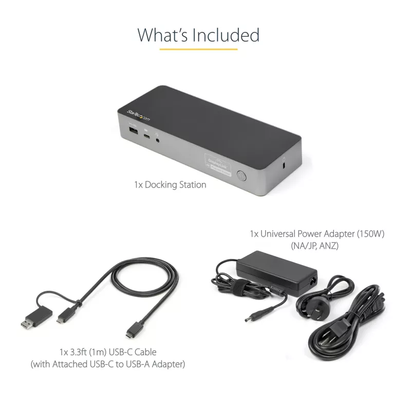 StarTech.com Univerzálna dokovacia stanica pre notebook, Hybrid USB-C & USB-A dok, Dual 4K DP & HDMI, 100W PD, Mac / Windows / Chrome OS, 4x USB 5Gbps hub, GbE