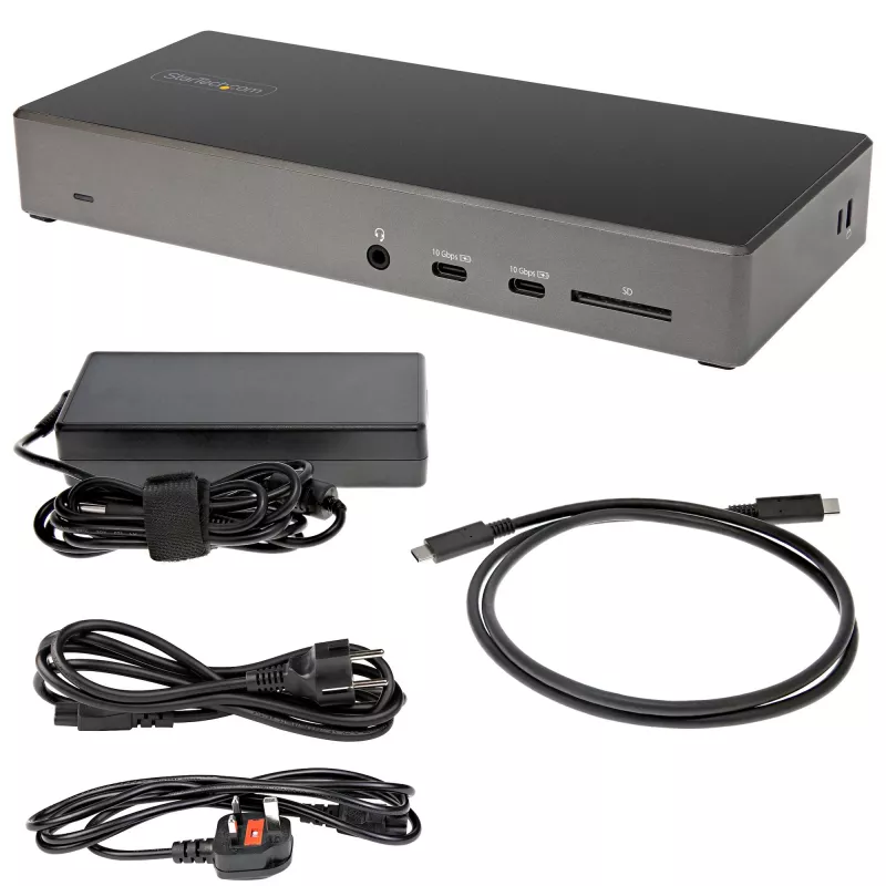 StarTech.com USB C dok - Triple 4K Monitor USB Type-C dokovacia stanica - 100W Power Delivery - DP 1.4 Alt Mode & DSC, 2x DisplayPort 1.4/HDMI 2.0 - 6xUSB (2x 10Gbps) - Windows/Chrome