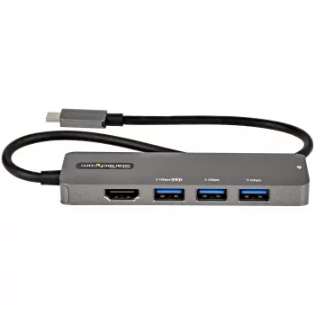 StarTech.com USB-C multiport adaptér - USB-C na HDMI 2.0b 4K 60Hz (HDR10), 100W Power Delivery Pass-Through, 4-portový USB 3.0 hub - USB Type-C mini dok - 30 cm dlhý, pevne pripojený kábel