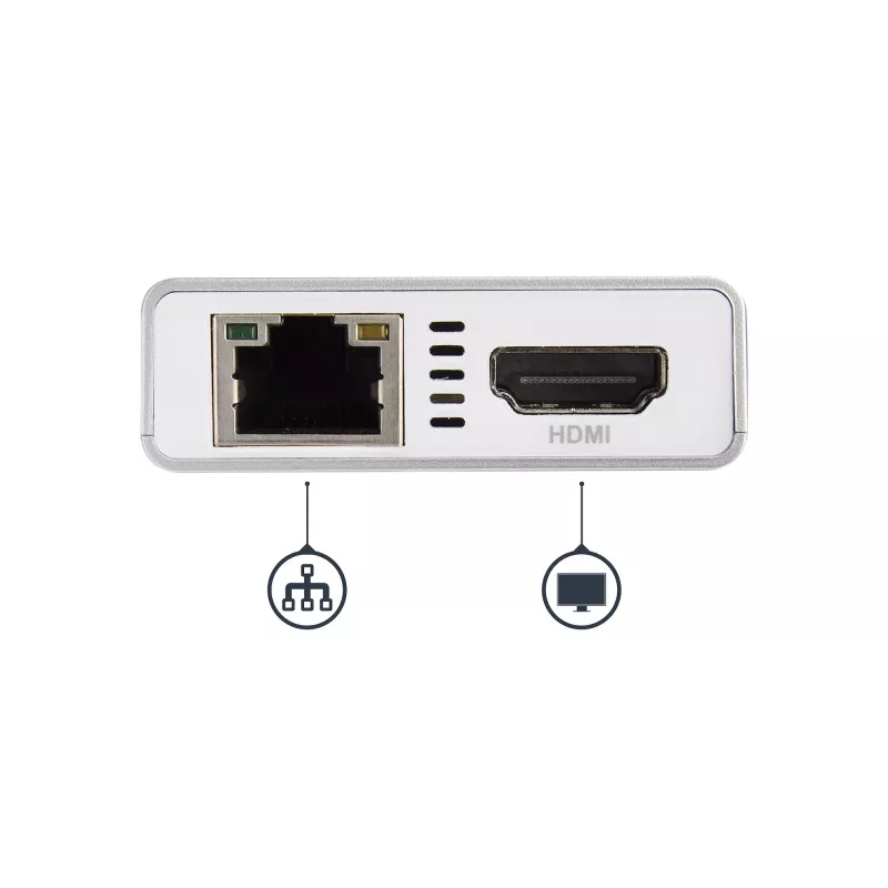 StarTech.com USB-C multiport adaptér – USB-C cestovná dokovacia stanica s 4K HDMI – 60 W Power Delivery Pass-Through, GbE, 2-portový USB-A 3.0 hub – Prenosný mini USB Type-C dok pre notebook – biela