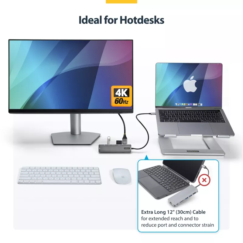 StarTech.com USB-C multiport adaptér hub, USB-C na 4K 60Hz HDMI, Gigabit Ethernet a 100W nabíjanie notebooku pre Macbook Pro / Air a Windows