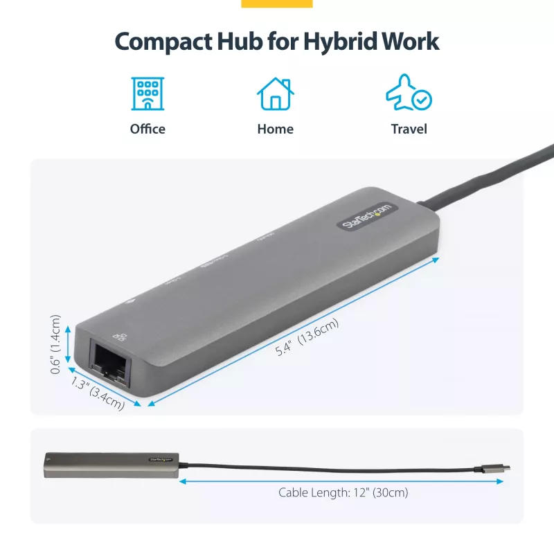 StarTech.com USB-C multiport adaptér hub, USB-C na 4K 60Hz HDMI, Gigabit Ethernet a 100W nabíjanie notebooku pre Macbook Pro / Air a Windows