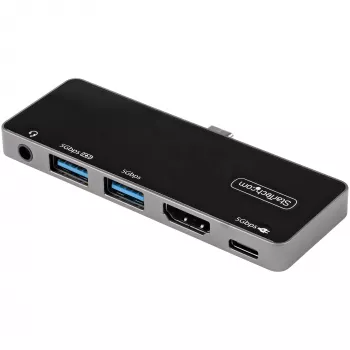 StarTech.com USB C multiport adaptér – USB-C na 4K 60Hz HDMI 2.0, 100W Power Delivery priechodné nabíjanie, 3-portový USB 3.0 hub, Audio – USB-C mini dok – Prenosný USB Type-C cestovný dok