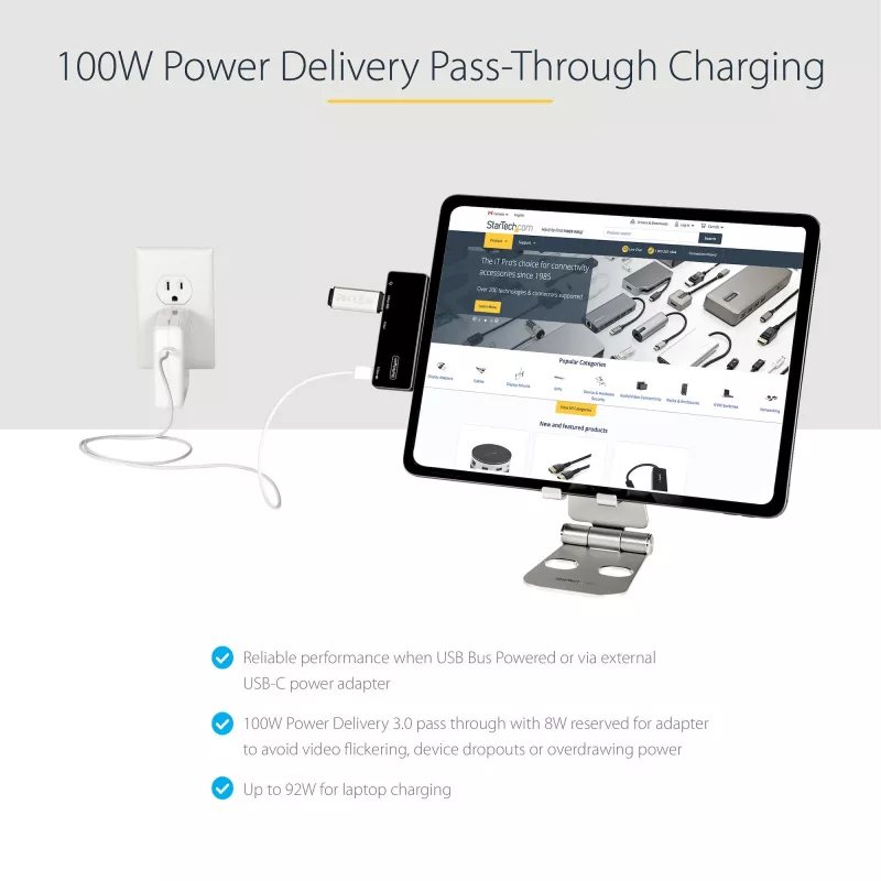 StarTech.com USB C multiport adaptér – USB-C na 4K 60Hz HDMI 2.0, 100W Power Delivery priechodné nabíjanie, 3-portový USB 3.0 hub, Audio – USB-C mini dok – Prenosný USB Type-C cestovný dok