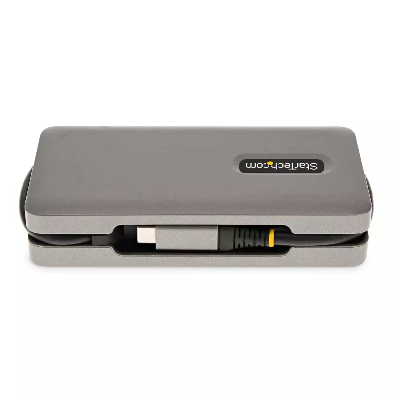 StarTech.com USB-C multiport adaptér – HDMI/VGA – 4K 60 Hz – 3-portový USB hub – 100 W Power Delivery priechod – GbE – Mini dokovacia stanica na cesty s nabíjaním – Zvinutý kábel, 30 cm