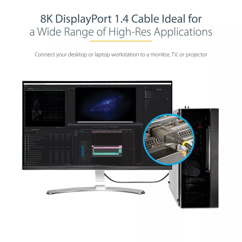 StarTech.com 0,9 m (1 m) VESA certifikovaný DisplayPort 1.4 kábel – 8K 60Hz HDR10 – Ultra HD 4K 120Hz video – DP 1.4 kábel/šnúra – Pre monitory/displeje – DisplayPort na DisplayPort kábel – M/M
