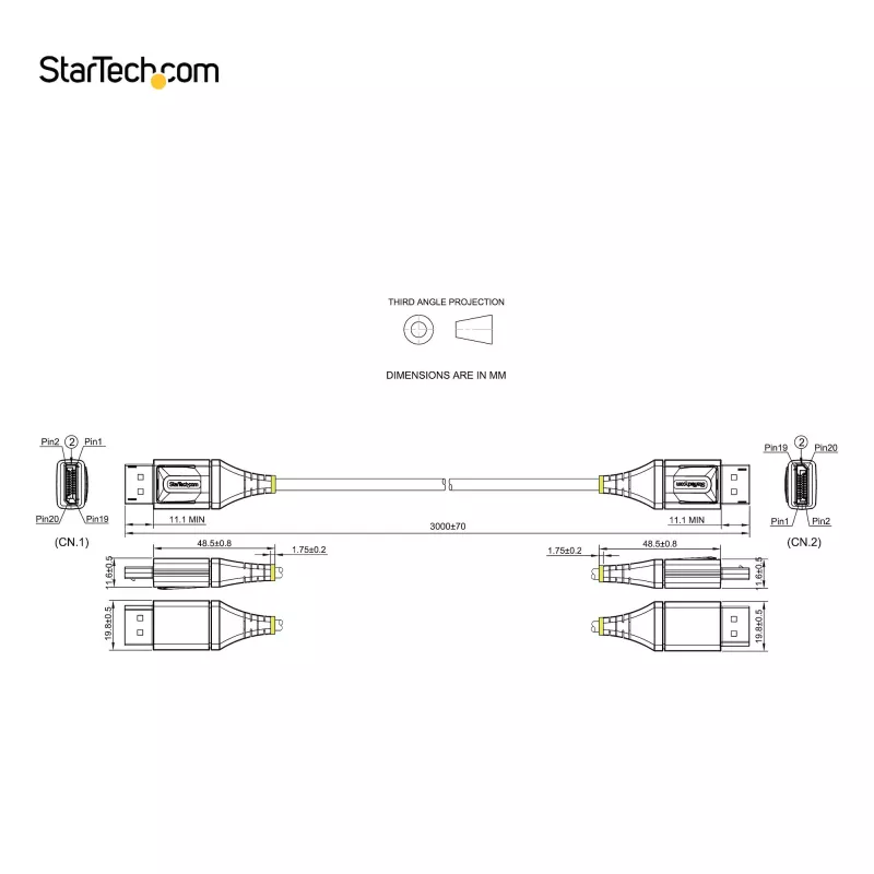 StarTech.com 3m VESA certifikovaný DisplayPort 1.4 kábel – 8K 60 Hz HDR10 – Ultra HD 4K 120 Hz video – DP 1.4 kábel / šnúra – pre monitory/displeje – DisplayPort na DisplayPort kábel – M/M