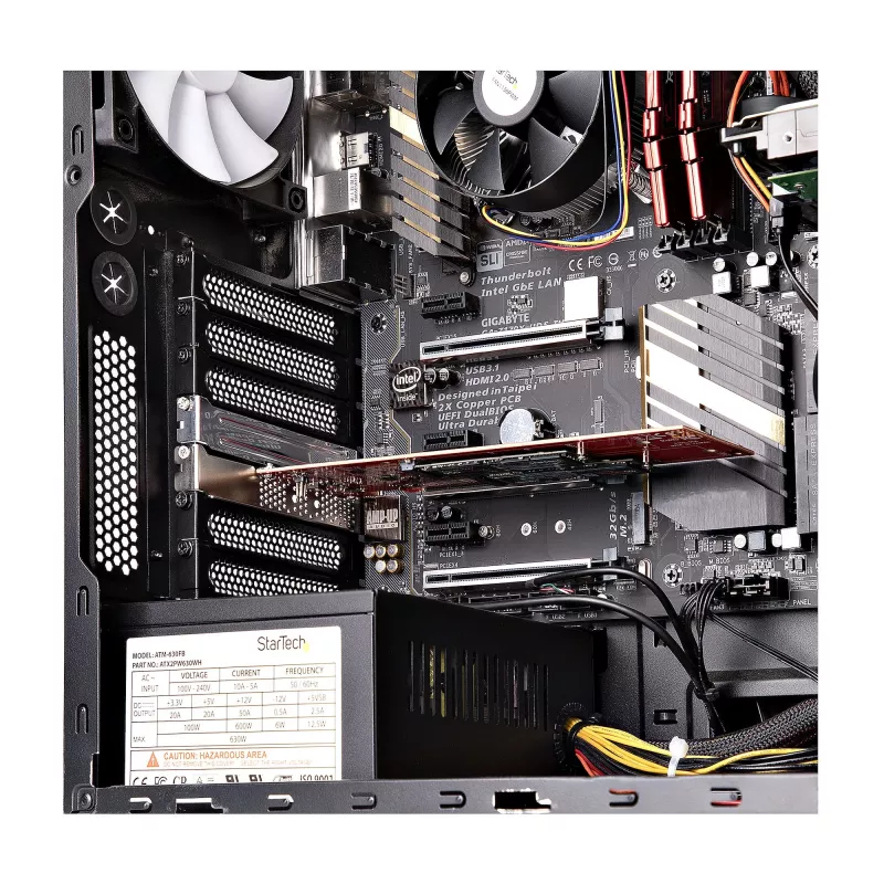 StarTech.com Dual M.2 PCIe SSD adaptér karta, PCIe x8 / x16 na Dual NVMe alebo AHCI M.2 SSD, PCI Express 4.0, 7,8 GBps/disk, vyžaduje bifurkáciu - Windows/Linux kompatibilné