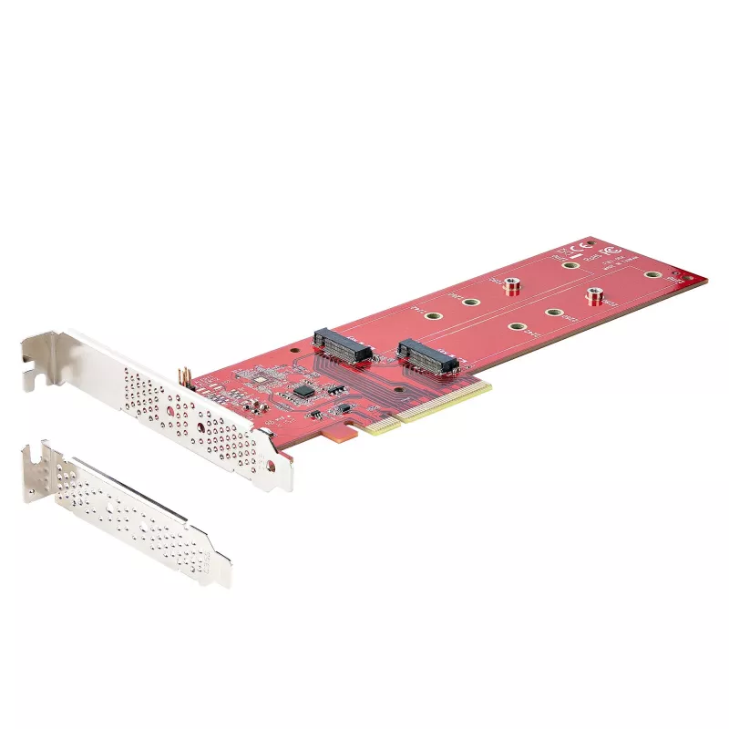 StarTech.com Dual M.2 PCIe SSD adaptér karta, PCIe x8 / x16 na Dual NVMe alebo AHCI M.2 SSD, PCI Express 4.0, 7,8 GBps/disk, vyžaduje bifurkáciu - Windows/Linux kompatibilné