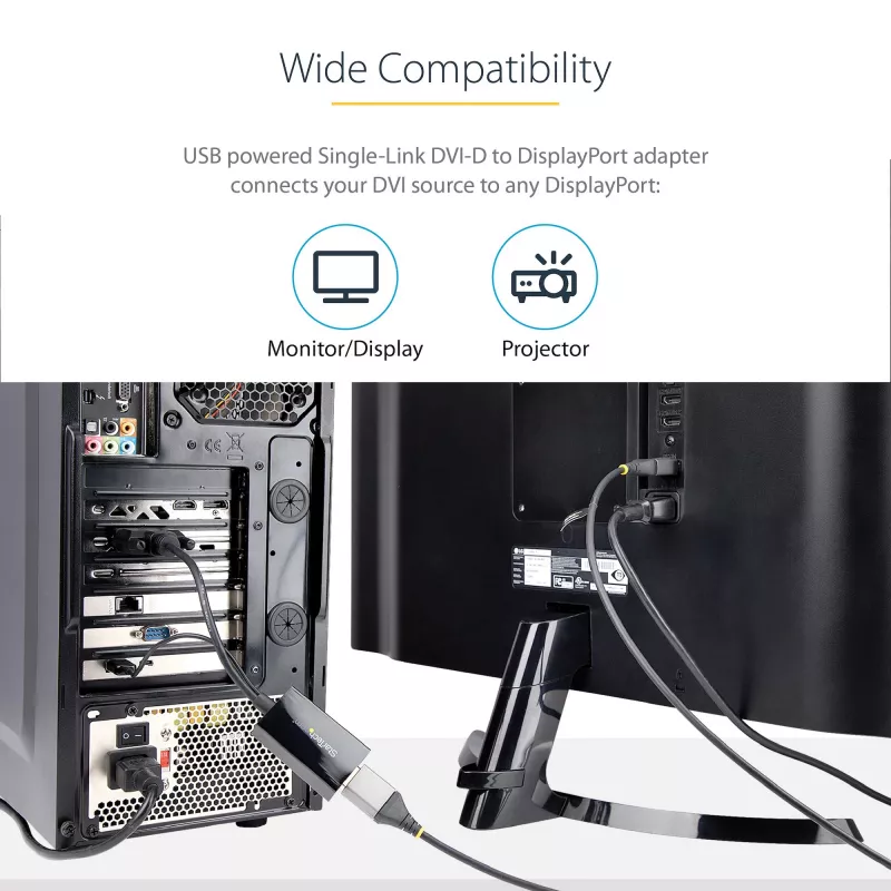 StarTech.com DVI na DisplayPort adaptér – USB napájanie – 1920 x 1200 – DVI na DisplayPort konvertor – video adaptér – DVI-D na DP
