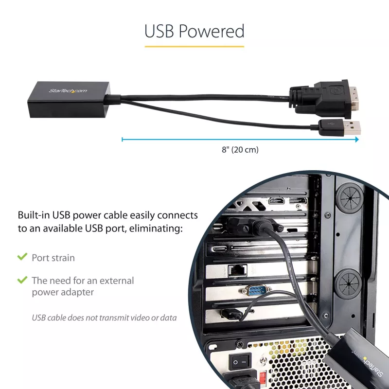 StarTech.com DVI na DisplayPort adaptér – USB napájanie – 1920 x 1200 – DVI na DisplayPort konvertor – video adaptér – DVI-D na DP