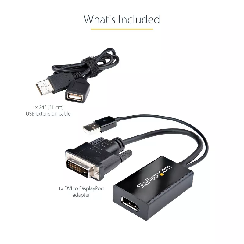 StarTech.com DVI na DisplayPort adaptér – USB napájanie – 1920 x 1200 – DVI na DisplayPort konvertor – video adaptér – DVI-D na DP