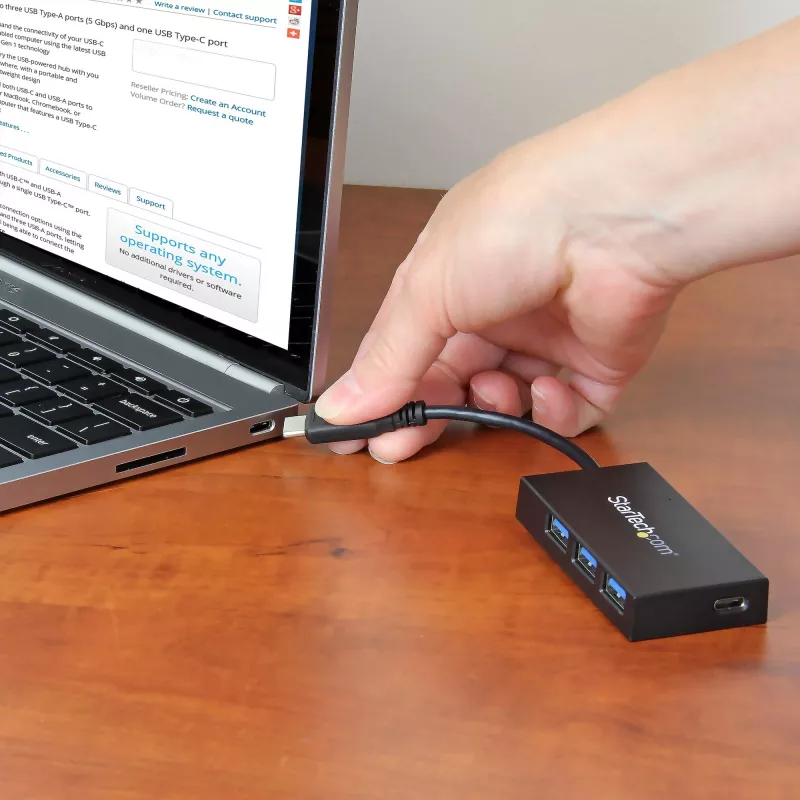 StarTech.com 4-portový USB-C hub – USB-C na 1x USB-C a 3x USB-A – USB 3.0 hub~4-portový USB-C hub – USB-C na 1x USB-C a 3x USB-A – USB 3.0 hub – 5 Gbit/s