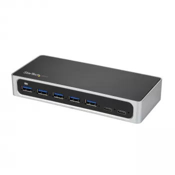 StarTech.com 7-portový USB C hub s rýchlonabíjacím portom – USB-C na 5x USB-A 2x USB-C (USB 3.0 SuperSpeed 5 Gbit/s) – samostatne napájaný USB 3.2 Gen 1 Type-C hub s napájacím zdrojom – hub pre desktop/notebook