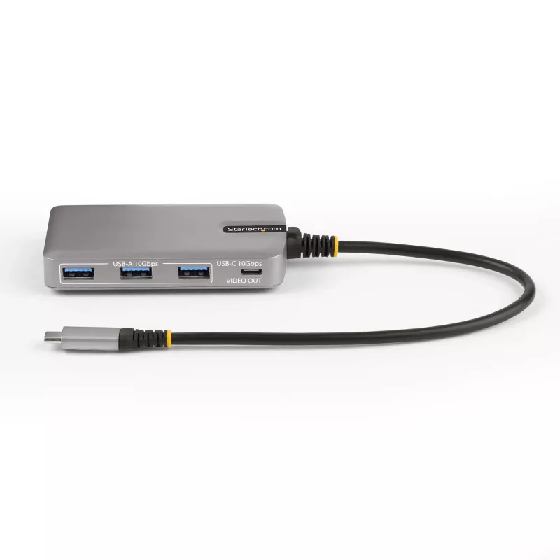 StarTech.com 4-portový USB-C hub s USB-C DP Alt Mode video výstupom 4K 60Hz - 3x USB-A, 1x USB Type-C, 100W Power Delivery priechod, USB 3.2 10Gbps, 30cm kábel, prenosný USB hub