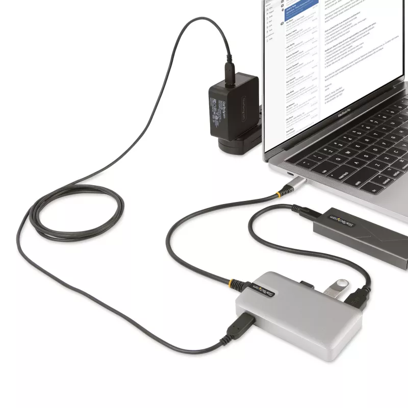 StarTech.com 4-portový USB-C hub s USB-C DP Alt Mode video výstupom 4K 60Hz - 3x USB-A, 1x USB Type-C, 100W Power Delivery priechod, USB 3.2 10Gbps, 30cm kábel, prenosný USB hub