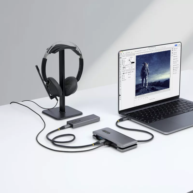 StarTech.com HB31CM1A3CB 4-portový USB-C hub, 1x USB-A + 3x USB-C, USB 3.2 Gen 2 10 Gbps, napájaný zo zbernice, obtáčací kábel 25 cm (9,8 palca)